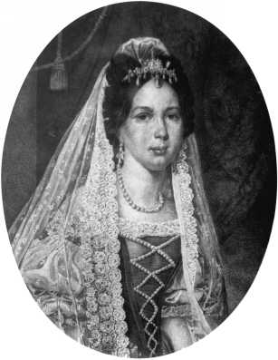 M�ria Dorottya f�hercegn�, Carl von Saar festm�nye nyom�n k�sz�lt metszet