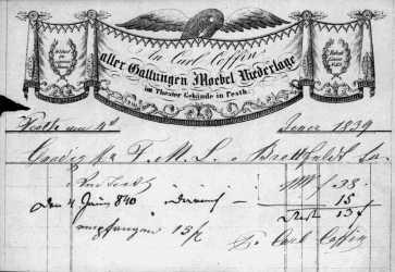 1839-ben kelt sz�mla a Doh�ny utc�b�l