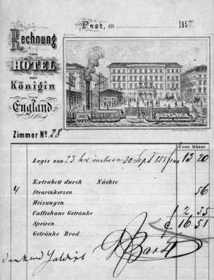 Az Angol kirlyn Szllban killtott szmla, 1855